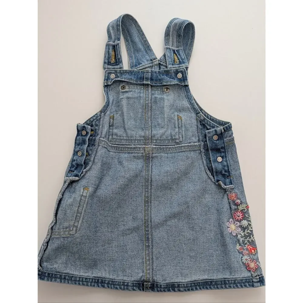 Mickey Mouse & Co. Minnie Mouse Cotton Denim Overall Dress Small 4 Y2k Floral